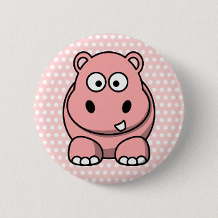 Badge Rond 5 Cm Hippo rose mignon