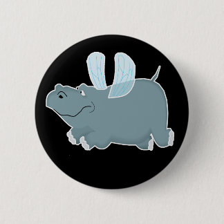 Badge Rond 5 Cm Hippo volant