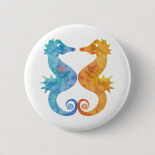 Badge Rond 5 Cm Hippocampes dans l'amour