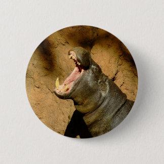 Badge Rond 5 Cm hippopotame affamé