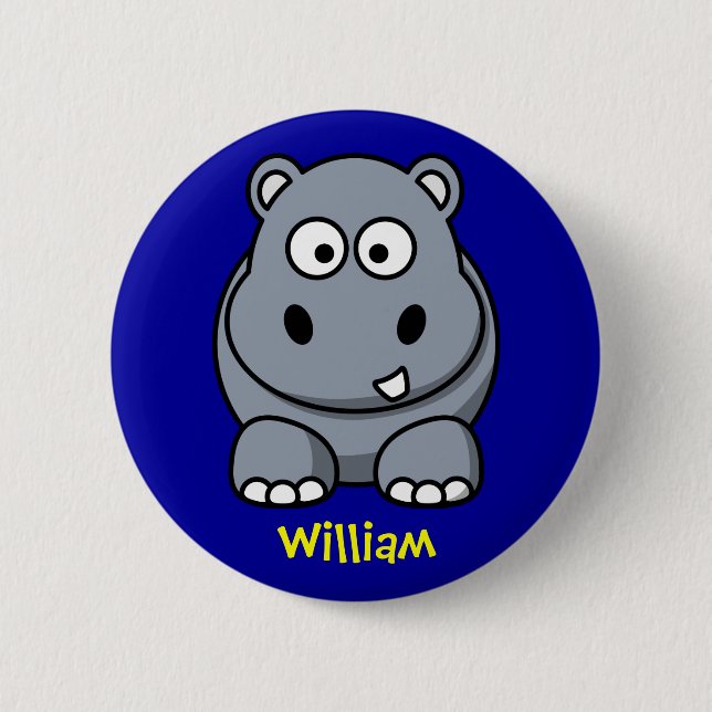 Badge Rond 5 Cm Hippopotame heureux (Devant)