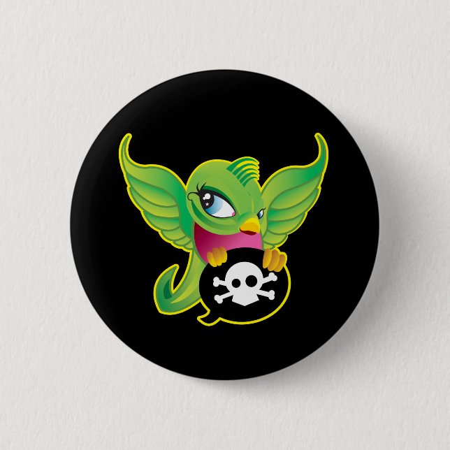 Badge Rond 5 Cm Hirondelle verte (Devant)