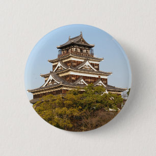 Badge Rond 5 Cm Hiroshima Castle 広 島 城, Hiroshima, Japon