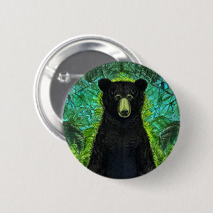 Badge Rond 5 Cm Histoire amusante Petit ours noir