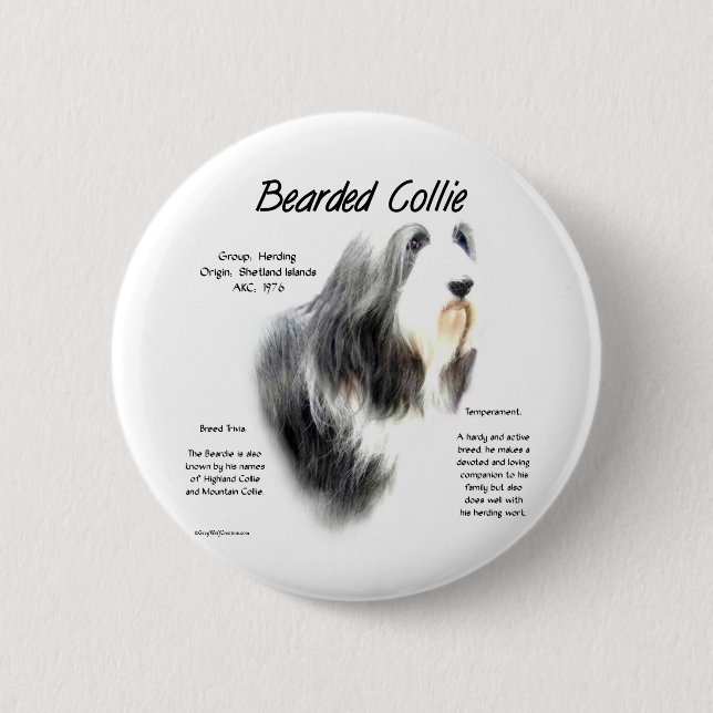 Badge Rond 5 Cm Histoire des collies hérissées; Amour Collies héri (Devant)