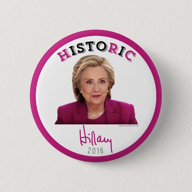 Badge Rond 5 Cm Historique - Hillary Clinton 2016 pour le (Devant)