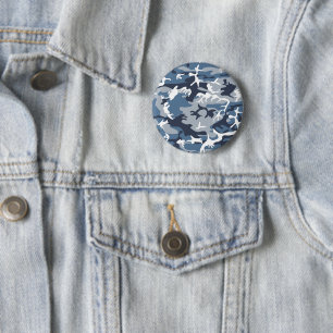 Badge Rond 5 Cm Hiver Camouflage bleu neige, Militaire, Armée