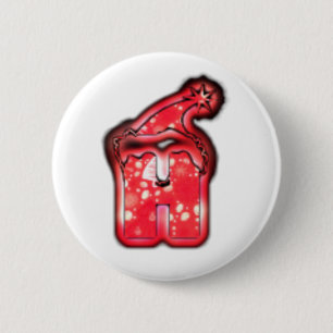 Badge Rond 5 Cm Ho Ho Ho ! Père Noël Casquette Joyeux Noël étoile.