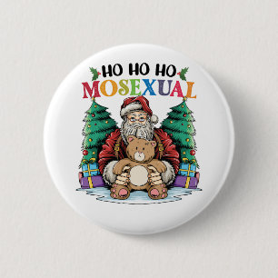 Badge Rond 5 Cm Ho Ho Mosexué Gay Père Noël LGBTQ Gay Christmas