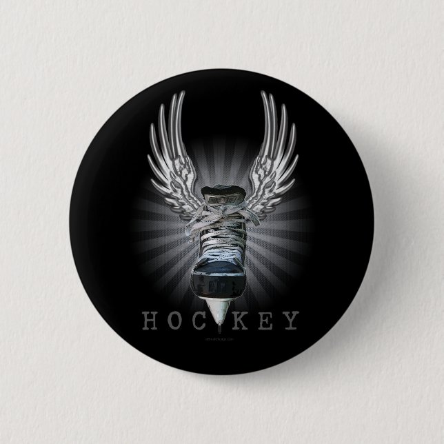 Badge Rond 5 Cm Hockey à ailes (Devant)