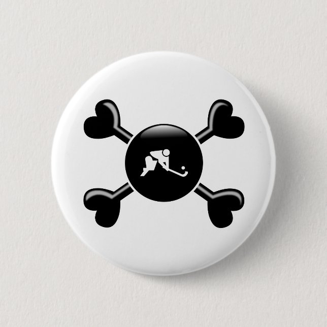 Badge Rond 5 Cm Hockey de champ d'os croisés (Devant)