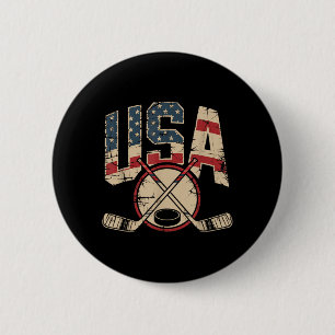 Badge Rond 5 Cm Hockey drapeau américain