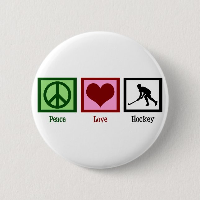 Badge Rond 5 Cm Hockey sur gazon Peace Love (Devant)