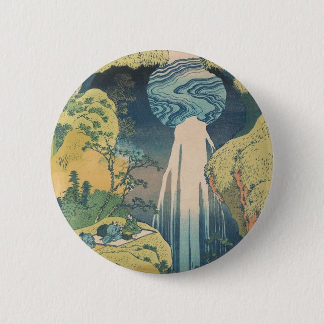 Badge Rond 5 Cm Hokusai Amida Cascade Japon (Devant)