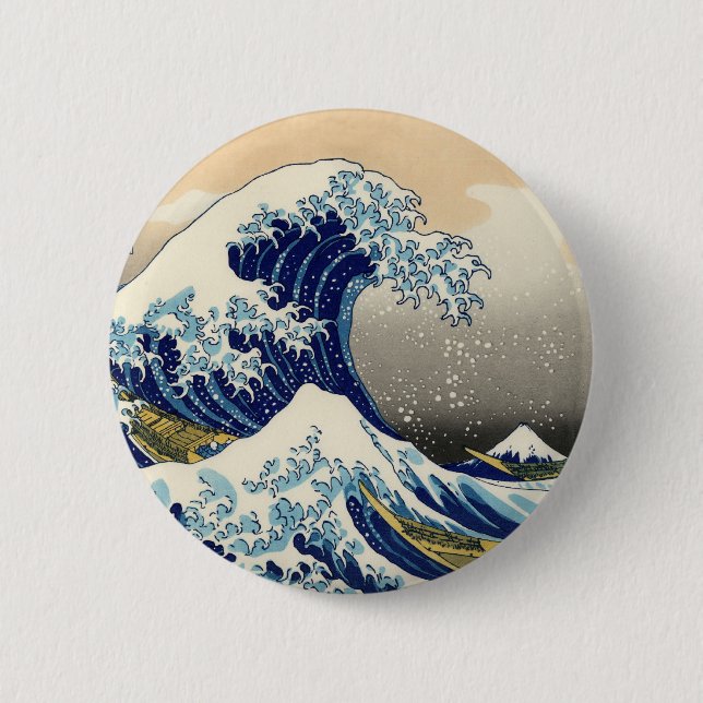 Badge Rond 5 Cm Hokusai le grand bouton de vague (Devant)