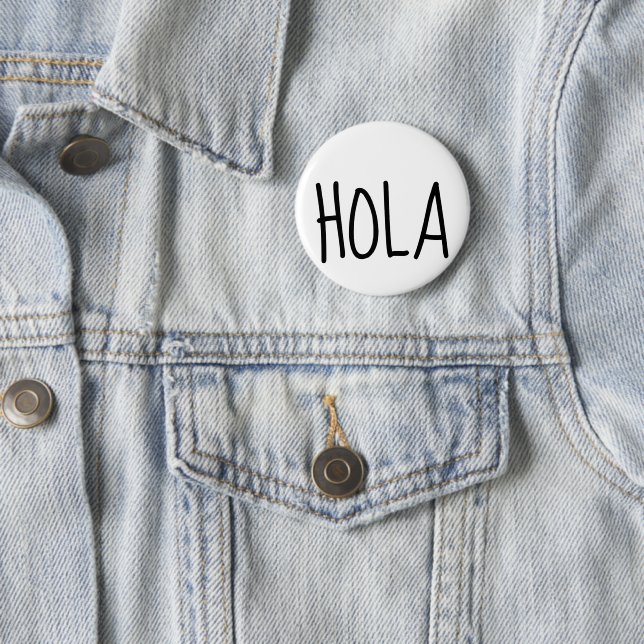 Badge Rond 5 Cm Hola Hello En Espanol (En situation)