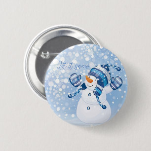 Badge Rond 5 Cm Holiday Snowman