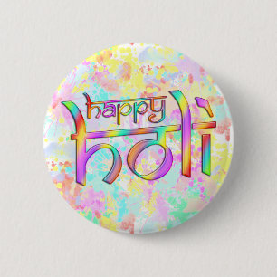 Badge Rond 5 Cm holiES - HAPPY HOLI dégradés de couleur 1