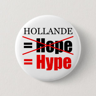 Badge Rond 5 Cm Hollande Not Hope = Hype ! ! ! ! ! ! ! ! ! ! ! ! !