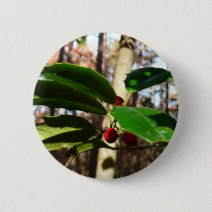 Badge Rond 5 Cm Holly Leaves