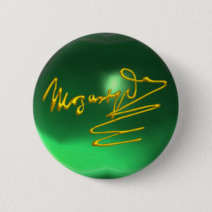 Badge Rond 5 Cm HOMAGE À MOZART Gold Signature du compositeur Gree