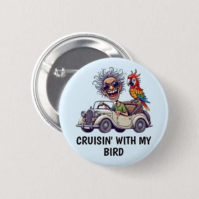 Badge Rond 5 Cm Homme conduisant (Devant & derrière)