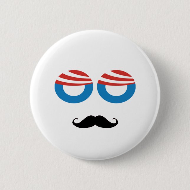 Badge Rond 5 Cm Homme Democratic - moustache vous une question (Devant)