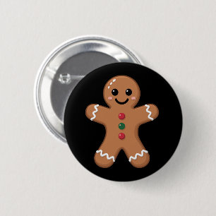 Badge Rond 5 Cm Homme en pain d'épices Biscuit de Noël Cuisson des