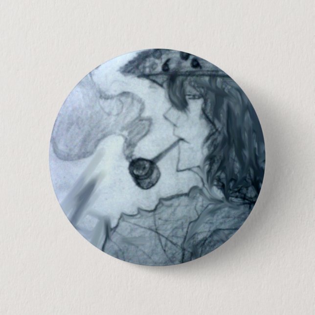 Badge Rond 5 Cm homme fumer pipe manga anime (Devant)