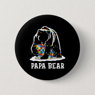 Badge Rond 5 Cm Homme Fun Papa ours Sensibilisation sur l'autisme 
