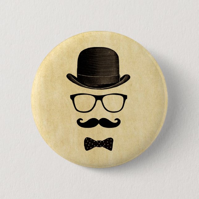 Badge Rond 5 Cm Homme Moustache (Devant)
