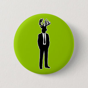 Badge Rond 5 Cm Homme principal de cerfs communs dans un costume