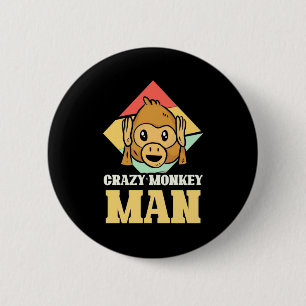 Badge Rond 5 Cm Homme singe fou