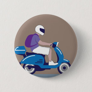 Badge Rond 5 Cm Homme sur le scooter