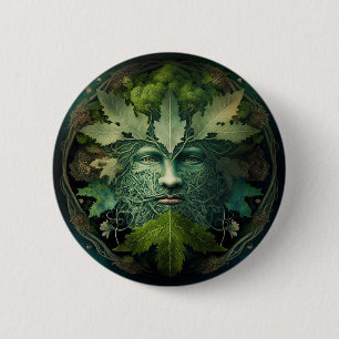 Badge Rond 5 Cm Homme vert Mandala Imaginaire Art