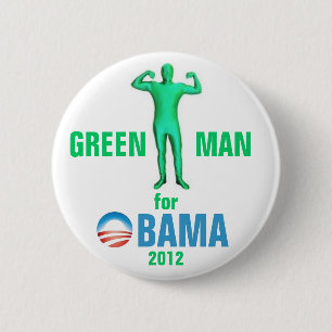 Badge Rond 5 Cm Homme vert pour Obama 2012