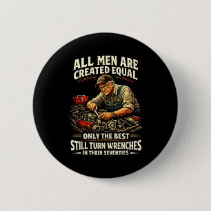 Badge Rond 5 Cm Hommes 70e anniversaire tourne clés à cliquet méca