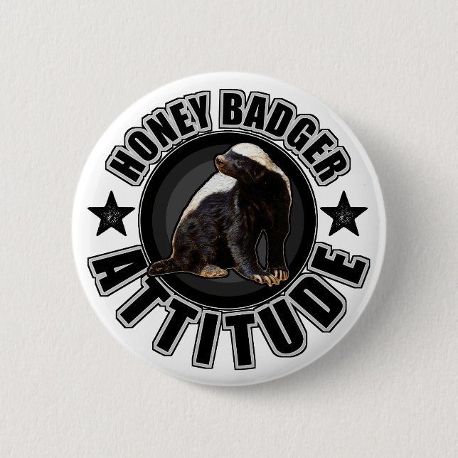 Badge Rond 5 Cm Honey Badger ATTITUDE - Conception ronde (Devant)