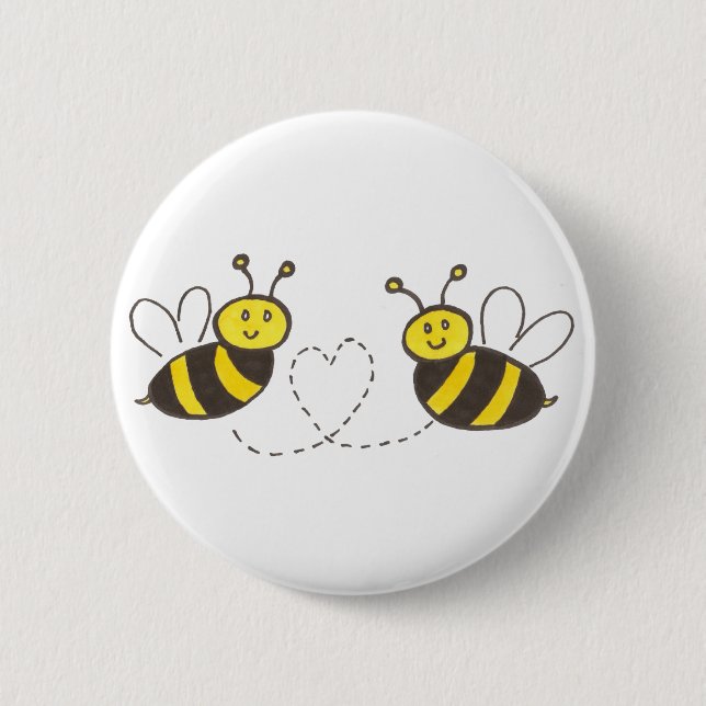 Badge Rond 5 Cm Honey Bees with Heart (Devant)