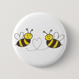 Badge Rond 5 Cm Honey Bees with Heart
