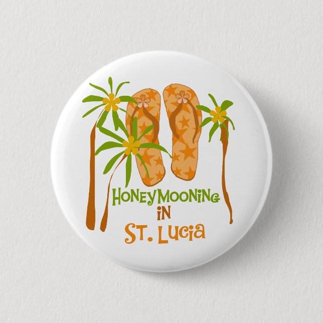 Badge Rond 5 Cm Honeymooning au St Lucia (Devant)