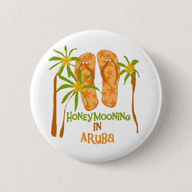 Badge Rond 5 Cm Honeymooning dans Aruba (Devant)
