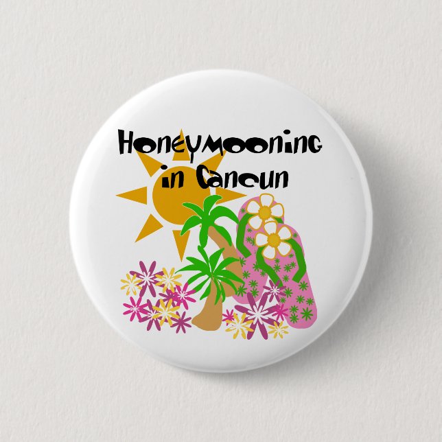 Badge Rond 5 Cm Honeymooning dans Cancun (Devant)