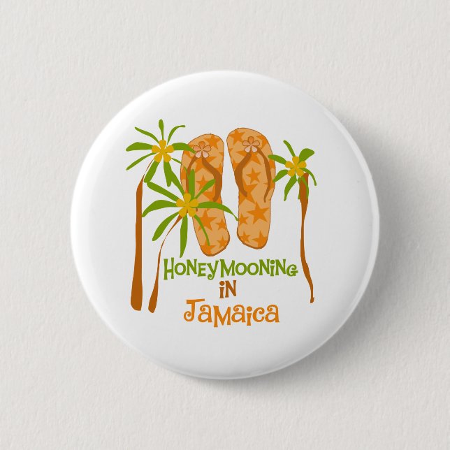 Badge Rond 5 Cm Honeymooning dans le bouton de la Jamaïque (Devant)