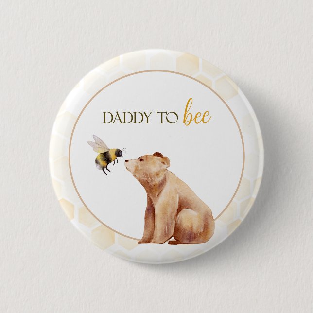 Badge Rond 5 Cm Honeypeb papa à Bee Baby Bear Baby shower (Devant)