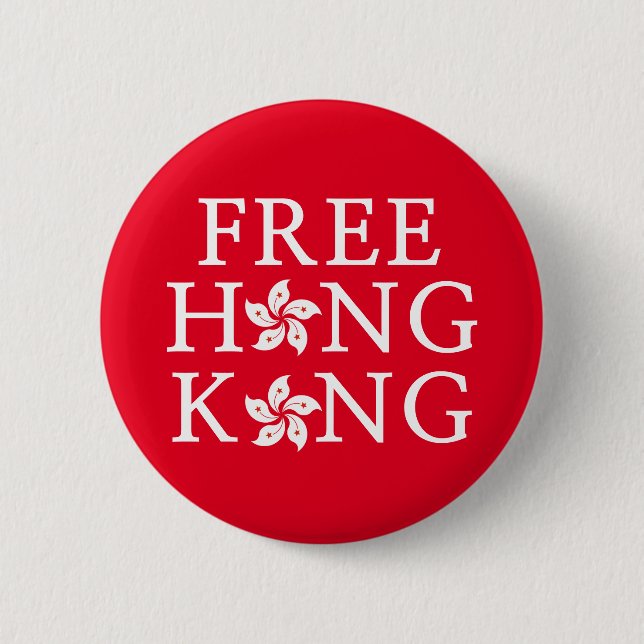 Badge Rond 5 Cm Hong Kong libre avec une fleur d'orchidée (Devant)