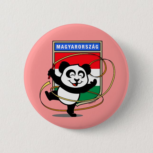 Badge Rond 5 Cm Hongrie Gymnastique rythmique Panda (Devant)
