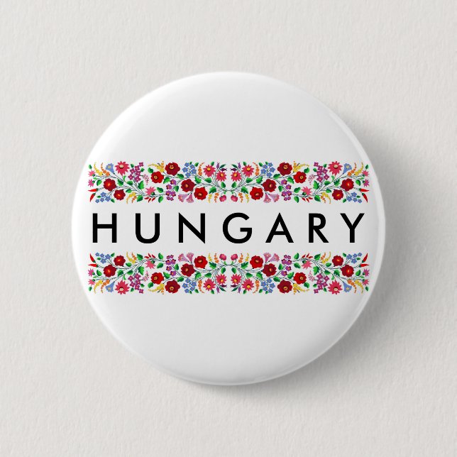 Badge Rond 5 Cm hongrie nom du symbole du pays texte motif folklor (Devant)