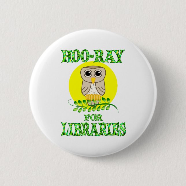 Badge Rond 5 Cm Hoo-Rayon pour des bibliothèques (Devant)