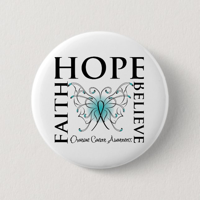 Badge Rond 5 Cm Hope Belith Faith - Cancer de l'ovaire (Devant)
